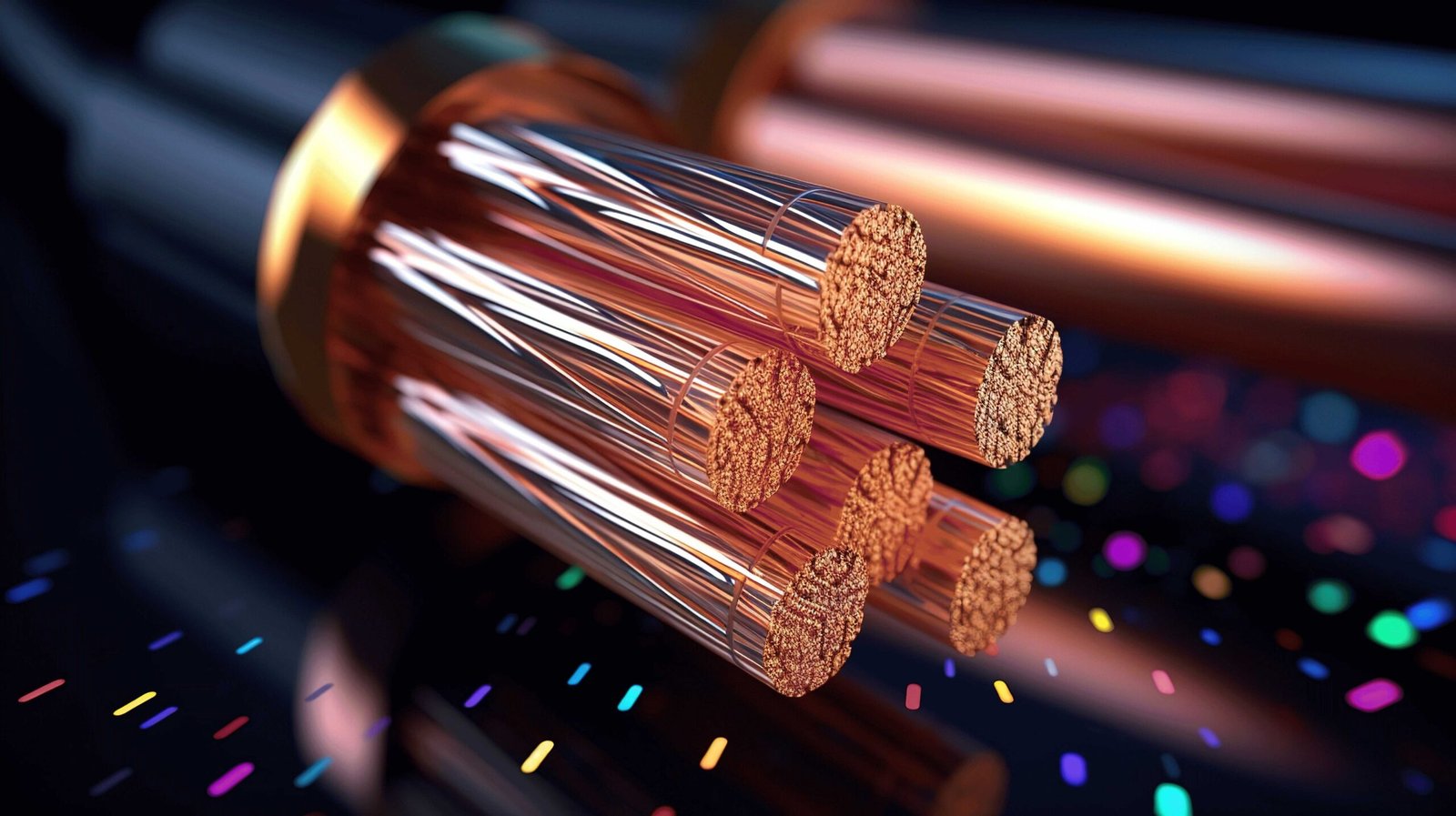 Close-up of stranded copper conductors inside a multi-core power cable - wires and cables supplied by eNarayan Elex